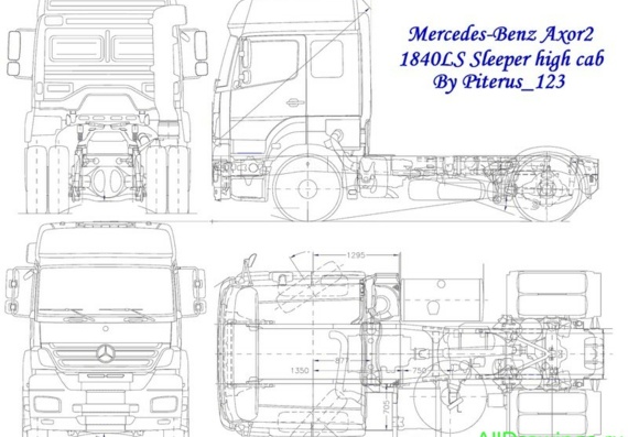 Mercedes-Benz Axor 2 1840LS Sleeper High Cab чертежи (рисунки) грузовика